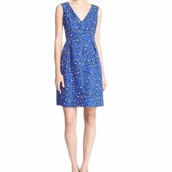kate spade Dresses & Skirts - Kate Spade New York Blue Cheetah Sleeveless Fit & Flare Dress Size 2